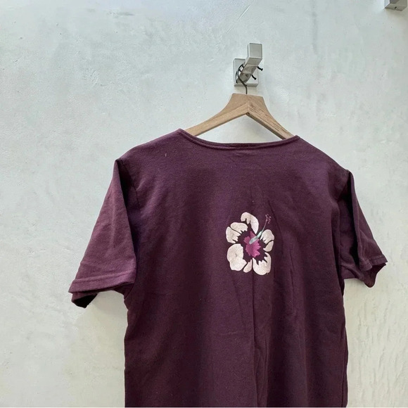 VTG Crazy Fish || Sheath Jersey Pocket Tee Dress Hibiscus Hawaiian Med - Picture 7 of 9